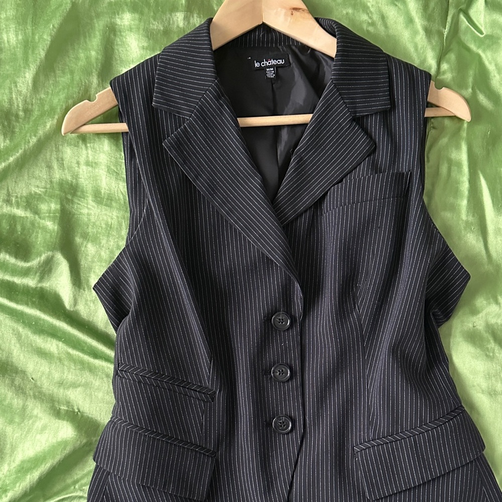 Le Chateau Black Striped Women's Vest